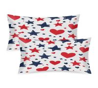 Mexpekil Confezione da 2 federe in raso a forma di cuore con stella, per capelli e pelle, chiusura a busta, morbide come la seta, per letto (51 x 102 cm)