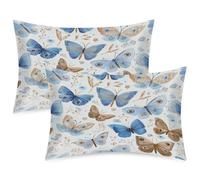 Mexpekil Confezione da 2 federe in raso con farfalle, per capelli e pelle, con chiusura a busta, morbide come la seta, per letto (51 x 76 cm)