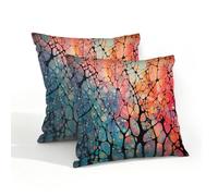 Mexpekil Confezione da 2 federe per cuscini da esterni, 45 x 45 cm, impermeabili, morbide, in vetro colorato astratto, decorative, per divano, giardino, patio, decorazione della casa