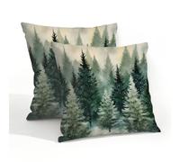 Mexpekil Confezione da 2 federe per cuscini da esterni, 50 x 50 cm, morbide, impermeabili, morbide, invernali, con albero di neve, decorative, per divano, giardino, patio, decorazione della casa