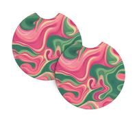 Mexpekil Confezione da 2 sottobicchieri per auto con base in gomma antiscivolo, colore verde e rosa che scorre liquidi, assorbenti, per bevande, accessori universali per auto per donne e uomini