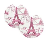 Mexpekil Confezione da 2 sottobicchieri per auto con base in gomma antiscivolo Torre Eiffel Parigi Assorbenti Sottobicchieri per bevande Accessori universali per auto per donne uomini