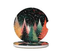 Mexpekil Confezione da 2 sottobicchieri per auto con base in sughero antiscivolo, colorati a pois foresta assorbenti in ceramica per bevande, accessori universali per auto per donne e uomini