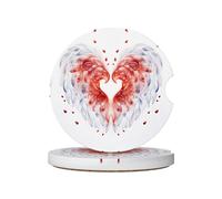 Mexpekil Confezione da 2 sottobicchieri per auto con base in sughero antiscivolo con piuma d'amore, assorbenti, in ceramica, per bevande, accessori universali per auto per donne e uomini