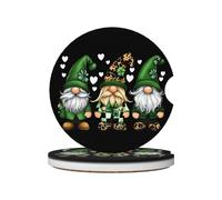 Mexpekil Confezione da 2 sottobicchieri per auto con base in sughero antiscivolo, gnomi del giorno di San Patrizio, carini sottobicchieri assorbenti, in ceramica, per bevande, accessori universali per
