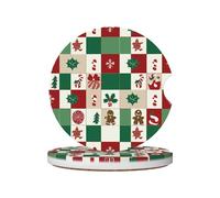 Mexpekil Confezione da 2 sottobicchieri per auto con base in sughero antiscivolo, motivo a scacchiera, assorbenti, in ceramica, per bevande, accessori universali per auto per donne e uomini