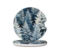 Mexpekil Confezione da 2 sottobicchieri per auto con base in sughero antiscivolo, motivo foresta di abete invernale, assorbenti, in ceramica, per bevande, accessori universali per auto per donne e