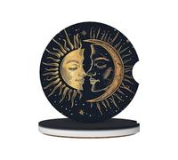 Mexpekil Confezione da 2 sottobicchieri per auto con base in sughero antiscivolo, motivo luna bohémien, assorbenti, in ceramica, per bevande, accessori universali per auto per donne e uomini