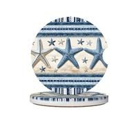 Mexpekil Confezione da 2 sottobicchieri per auto con base in sughero antiscivolo, motivo stella marina, assorbenti, in ceramica, per bevande, accessori universali per auto per donne e uomini