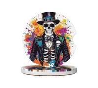 Mexpekil Confezione da 2 sottobicchieri per auto con base in sughero antiscivolo, motivo teschio in stile cartone animato, assorbenti, in ceramica, per bevande, accessori universali per auto per donne