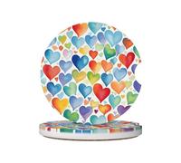 Mexpekil Confezione da 2 sottobicchieri per auto con base in sughero antiscivolo, per San Valentino, colorati, assorbenti, in ceramica, per bevande, accessori universali per auto per donne e uomini