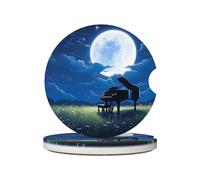 Mexpekil Confezione da 2 sottobicchieri per auto con base in sughero antiscivolo, piano luna, assorbenti, in ceramica, per bevande, accessori universali per auto per donne e uomini