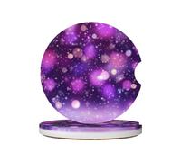 Mexpekil Confezione da 2 sottobicchieri per auto con base in sughero antiscivolo, viola, rosa, neve, assorbenti, in ceramica, per bevande, accessori universali per auto per donne e uomini