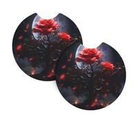 Mexpekil Confezione da 2 sottobicchieri per auto per portabicchieri con base in gomma antiscivolo Magic Rose Tree Moon Assorbenti Sottobicchieri per auto per bevande, accessori universali per auto per