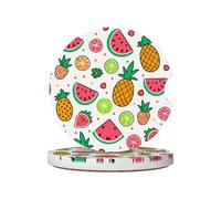Mexpekil Confezione da 2 sottobicchieri per auto per portabicchieri con base in sughero antiscivolo, motivo frutta in cartone animato, assorbenti, in ceramica, per bevande, accessori universali per