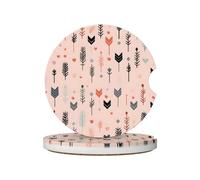 Mexpekil Confezione da 2 sottobicchieri per auto per portabicchieri con base in sughero antiscivolo, freccia africana, assorbenti, in ceramica, per bevande, accessori universali per auto per donne e
