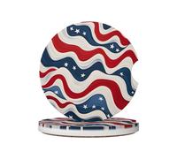 Mexpekil Confezione da 2 sottobicchieri per auto per portabicchieri con base in sughero antiscivolo, bandiera astratta, stella, assorbenti, in ceramica, per bevande, accessori universali per auto per