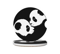 Mexpekil Confezione da 2 sottobicchieri per auto per portabicchieri con base in sughero antiscivolo mamma bambino panda, assorbenti, in ceramica, per bevande, accessori universali per auto per donne e
