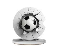 Mexpekil Confezione da 2 sottobicchieri per auto per portabicchieri con base in sughero antiscivolo a forma di pallone da calcio, assorbenti, in ceramica, per bevande, accessori universali per auto