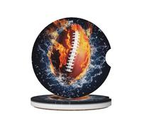 Mexpekil Confezione da 2 sottobicchieri per auto per portabicchieri con base in sughero antiscivolo, fiamme, calcio d'acqua, assorbenti, in ceramica, per bevande, accessori universali per auto per