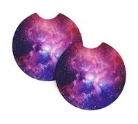 Mexpekil Confezione da 2 sottobicchieri per portabicchieri con base in gomma antiscivolo, motivo: cielo galassia stella, assorbenti, per bevande, accessori universali per auto per donne e uomini