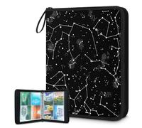 Mexpekil Constellations Space Star - Raccoglitore di carte con 4 tasche con 50 pagine a caricamento laterale, cartellina per 400 carte, con cerniera, impermeabile, porta carte