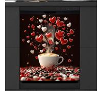 Mexpekil Coperchio magnetico per lavastoviglie a forma di cuore | 58,4 x 66 cm riutilizzabile Lavastoviglie Coperture Decorative Lavastoviglie Pannello Frontale Magnetico Adesivo per