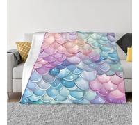 Mexpekil Coperta colorata con squame di sirena e squame di pesce di mare, morbida e calda, coperta in flanella decorativa, per letto, divano, viaggio, 125 x 150 cm