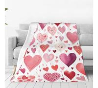 Mexpekil Coperta in pile super morbida e calda, per San Valentino, cuori rossi che cadono, acquerello, leggera, soffice, per letto, divano, sedia, campeggio, per tutte le stagioni, 101,6 x 76,2 cm