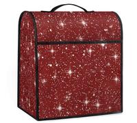 Mexpekil Copertura antipolvere per elettrodomestico da cucina con stelle glitterate rosse da 5-8 litri, con manico superiore e tasche, accessorio universale per elettrodomestici da cucina