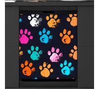 Mexpekil Copertura magnetica colorata per lavastoviglie con stampa di zampe di cane e gatto, 58,4 x 66 cm, adesivo decorativo impermeabile per lavastoviglie per elettrodomestici da cucina