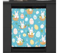 Mexpekil Copertura magnetica decorativa per lavastoviglie a forma di coniglietto con uova di Pasqua, 53,3 x 66 cm, adesivo decorativo impermeabile per lavastoviglie per elettrodomestici da cucina