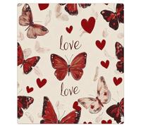 Mexpekil Copertura magnetica decorativa per lavastoviglie, motivo farfalle rosse e cuori, impermeabile, per frigorifero, decorazione per la casa, la cucina, 53,3 x 66 cm
