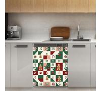 Mexpekil Copertura magnetica natalizia a scacchi per lavastoviglie, 53 x 66 cm, adesivo decorativo per lavastoviglie per porta d'ingresso, impermeabile, pannello magnetico per elettrodomestici da