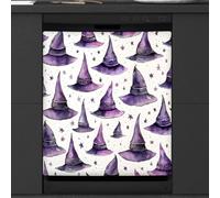 Mexpekil Copertura magnetica per lavastoviglie a forma di cappello da strega di Halloween, 53,3 x 66 cm, decorativa, impermeabile, per elettrodomestici da cucina