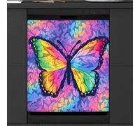 Mexpekil Copertura magnetica per lavastoviglie a forma di farfalla colorata arcobaleno, 53,3 x 66 cm, decorativa, impermeabile, per elettrodomestici da cucina