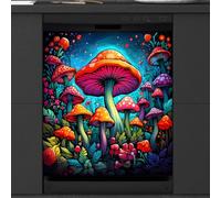 Mexpekil Copertura magnetica per lavastoviglie a forma di fungo della foresta colorata, 53,3 x 66 cm, decorativa, impermeabile, per elettrodomestici da cucina