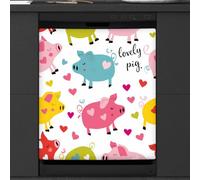 Mexpekil Copertura magnetica per lavastoviglie a forma di maialino e cuore, 53,3 x 66 cm, impermeabile, decorativa, magnetica, per elettrodomestici da cucina