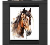 Mexpekil Copertura magnetica per lavastoviglie a forma di testa di cavallo, 53,3 x 66 cm, decorativa, impermeabile, per elettrodomestici da cucina