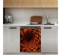 Mexpekil Copertura magnetica per lavastoviglie a scacchi 3D marrone, 53 x 66 cm, adesivo decorativo per lavastoviglie per porta d'ingresso, impermeabile, per pannello elettrodomestico da cucina
