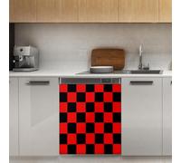 Mexpekil Copertura magnetica per lavastoviglie a scacchi, 53 x 66 cm, adesivo decorativo per lavastoviglie per porta d'ingresso, impermeabile, adesivo magnetico per pannello elettrodomestico da cucina