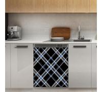 Mexpekil Copertura magnetica per lavastoviglie a scacchi neri grigi, 53 x 66 cm, adesivo decorativo per lavastoviglie per porta d'ingresso, impermeabile, pannello magnetico per elettrodomestici da
