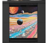 Mexpekil Copertura magnetica per lavastoviglie, adesivo magnetico per lavastoviglie con astrazione dell'universo colorato, 66 x 53 cm, copertura magnetica per cucina e lavastoviglie