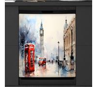 Mexpekil Copertura magnetica per lavastoviglie, Big Ben UK cabina telefonica rossa stile retrò, adesivo magnetico per lavastoviglie, 66 x 53 cm