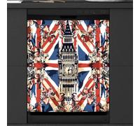 Mexpekil Copertura magnetica per lavastoviglie, Big Ben UK ombrello rosso foglie d'acero adesivo magnetico per lavastoviglie 66 x 53 copertura magnetica per cucina lavastoviglie Art