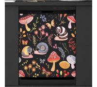 Mexpekil Copertura magnetica per lavastoviglie colorata con fungo farfalla e lumache, 53,3 x 66 cm, adesivo decorativo impermeabile per lavastoviglie per elettrodomestici da cucina