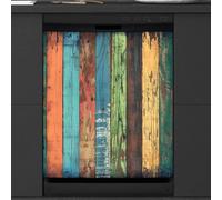 Mexpekil Copertura magnetica per lavastoviglie colorata in stile retrò rustico, con texture in legno, 58,4 x 66 cm, decorativa, impermeabile, per elettrodomestici da cucina