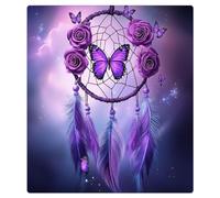 Mexpekil Copertura magnetica per lavastoviglie con acchiappasogni e farfalle viola, 53,3 x 66 cm, impermeabile, decorativo, magnetico, per lavastoviglie, per elettrodomestici da cucina