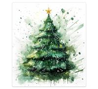 Mexpekil Copertura magnetica per lavastoviglie con alberi di Natale ad acquerello verde, 53,3 x 66 cm, impermeabile, decorativo, adesivo per lavastoviglie, per elettrodomestici da cucina