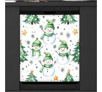 Mexpekil Copertura magnetica per lavastoviglie con albero di Natale verde pupazzo di neve, 53,3 x 66 cm, adesivo decorativo impermeabile per lavastoviglie per elettrodomestici da cucina